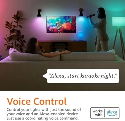 The Alexa app showing the color wheel and brightness slider for the smart bulb