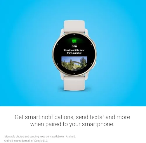 The vívoactive 5 on a table beside an Apple Watch SE and a Fitbit smartwatch