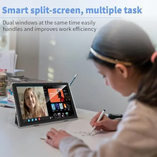 Another view of the ECOPAD Android 15 Tablet, 10 Inch Tablets with Keyboard Mouse