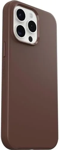 The iPhone 15 Pro Max in the Chocolate BAR case held securely in one hand during a commute