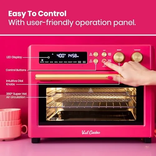 Close look at the VAL CUCINA 26.3 QT Limited Edition Happy Pink Infrared Heating build quality