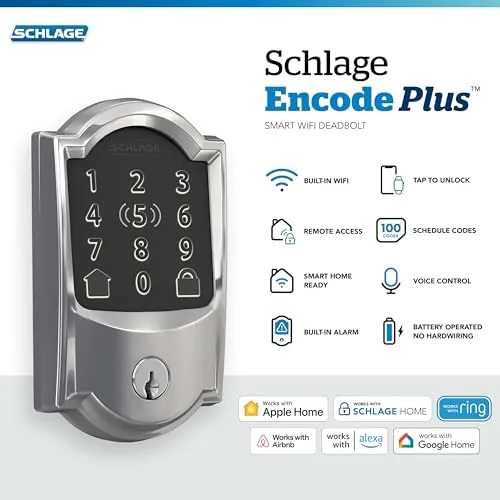 Close look at the Schlage Encode Plus Smart WiFi Deadbolt Lock, Tap to Unlock build quality