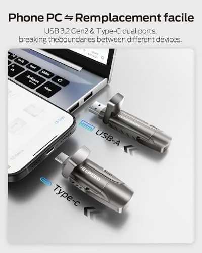 Detail shot of the MOVE SPEED 1TB Flash Drive, External SSD with 1000MB/s Read features