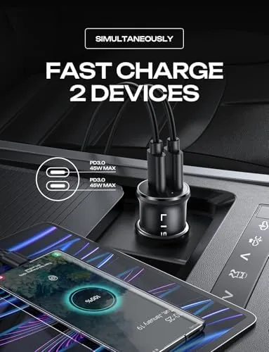 The LISEN 90W USB C Car Charger USB C Fast Charge in real use