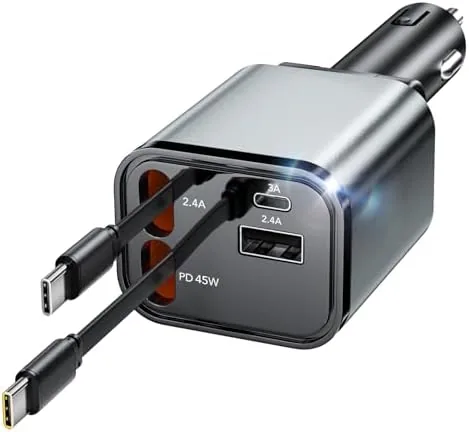 84W Retractable Car Charger,Car Phone Charger USB C Fast Charge for iPhone | EloBeth Review: Tested and Rated