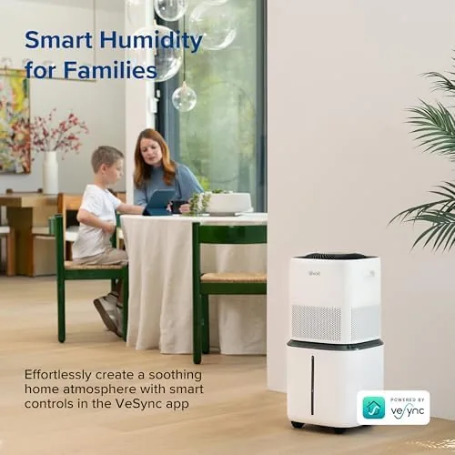 The humidifier beside a bed running in quiet sleep mode