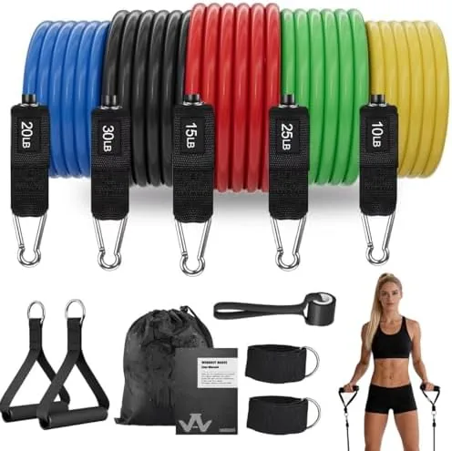 WHATAFIT Resistance Bands, 5 Level Exercise Bands with Handles for Workout | 10-30 lbs Review: Tested and Rated