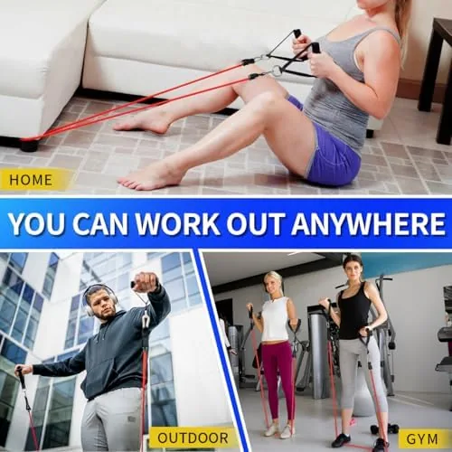 Another view of the WHATAFIT Resistance Bands, 5 Level Exercise Bands with Handles for