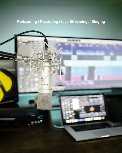 TM87KB microphone in its shock mount with pop filter