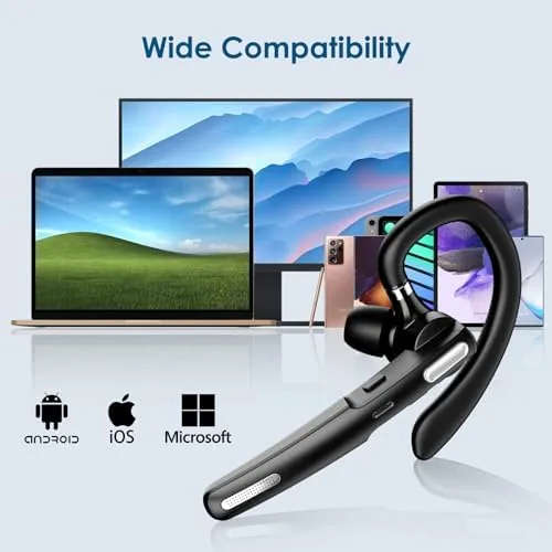 The ICOMTOFIT Bluetooth Headset, Wireless Bluetooth Earpiece V5.0 Hands-Free Earphones with in real use