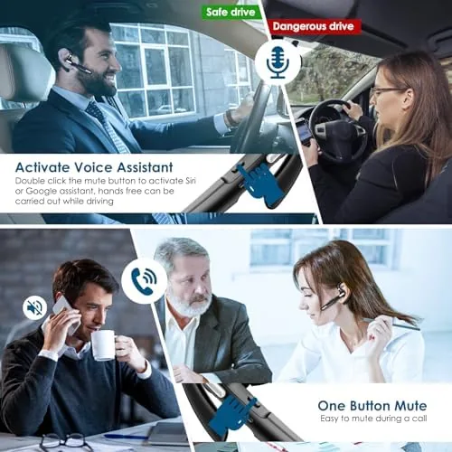 Another view of the ICOMTOFIT Bluetooth Headset, Wireless Bluetooth Earpiece V5.0 Hands-Free Earphones with
