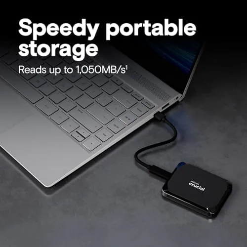 Close look at the Crucial X9 2TB Portable SSD, Up to 1050MB/s, USB 3.2 build quality