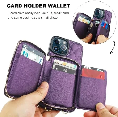 The Bocasal Crossbody Wallet Case Card Holder for iPhone 13 Pro in real use