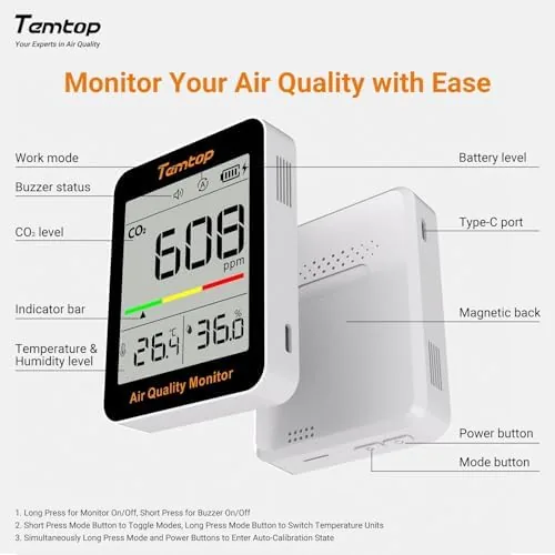 Testing the Temtop CO2 Monitor Indoor air Quality Monitor Portable CO2 Meter over two weeks