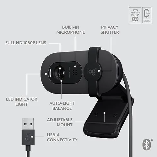 The Logitech Brio 105 Full HD 1080p Business Webcam with Auto-Light compared in context