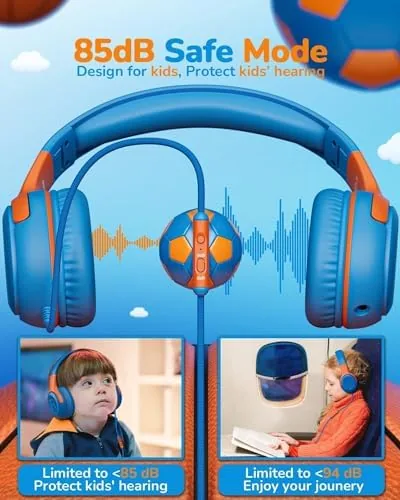 Close look at the awatrue AT2 2PCS Kids Headphones for School Travel, 85/94dB Safe build quality