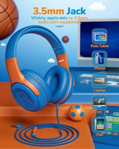 Another view of the awatrue AT2 2PCS Kids Headphones for School Travel, 85/94dB Safe