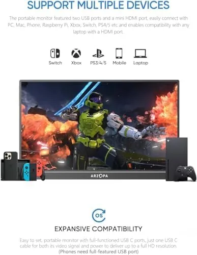 Another view of the ARZOPA Portable Monitor 15.6'' FHD 1080P - Ultra-Slim Portable Laptop