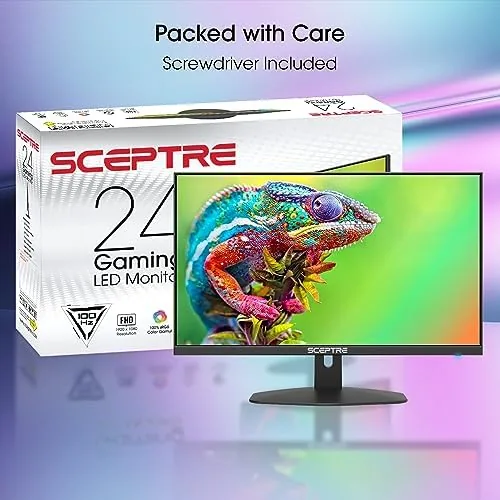 Detail shot of the Sceptre Prime 24-inch Gaming Monitor 100Hz 1ms DisplayPort HDMI x2 features