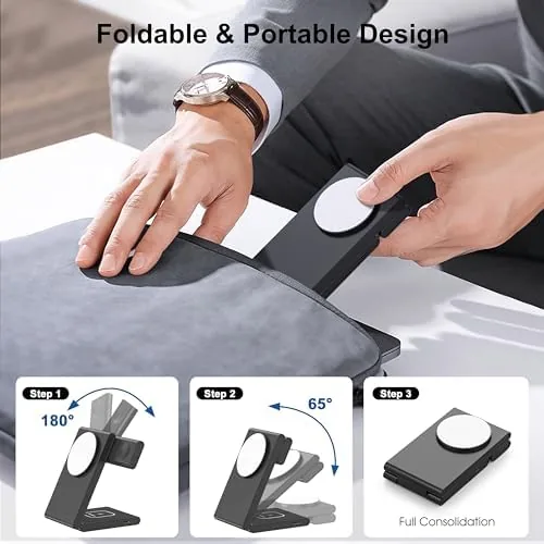 The New Travel Foldable 3 in 1 Wireless Charging Station for in real use