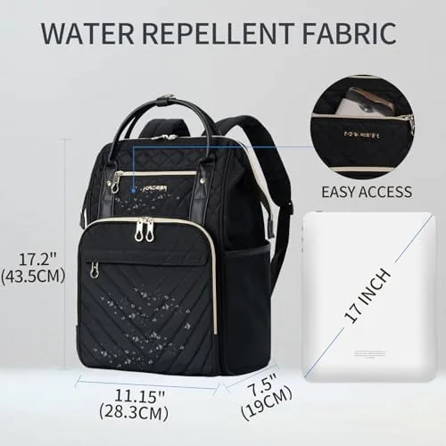 Close look at the KROSER Laptop Backpack 17" Stylish Backpack Work Bag for Men/Women-Quilted build quality