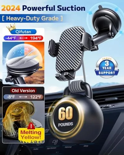 The holder mounted on a windshield with the suction cup lever engaged