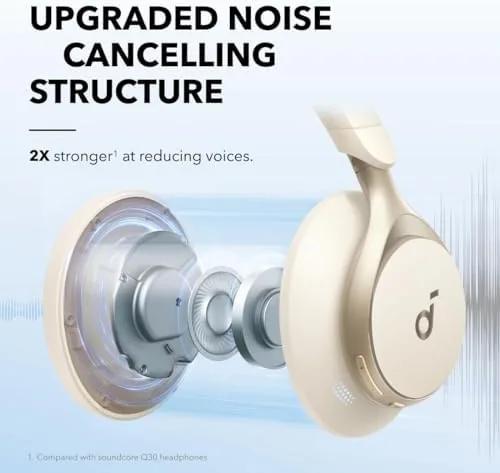 The folding hinge and the travel case next to the headphones