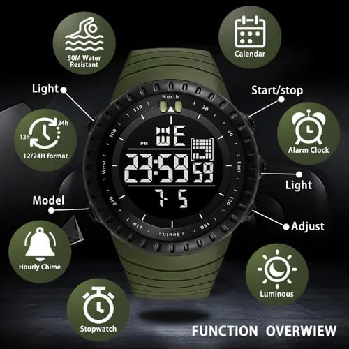 The KXAITO Men's Watches Sports Outdoor Waterproof Military Digital Watch Date in real use