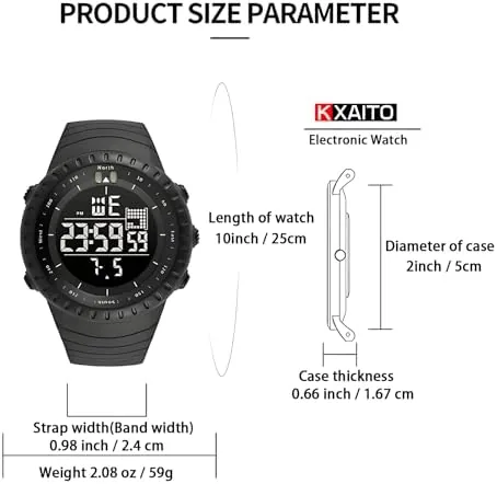 Another view of the KXAITO Men's Watches Sports Outdoor Waterproof Military Digital Watch Date