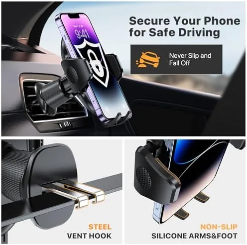The phone held steady in the vent mount during a drive on a rough road