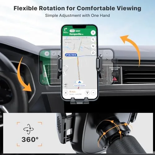 A hand pressing the release button to lift the phone out of the cradle