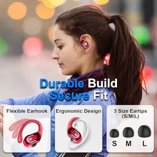 Close look at the Wireless Earbud, 75Hrs Bluetooth 5.4 Headphones IP7 Waterproof for Sport build quality