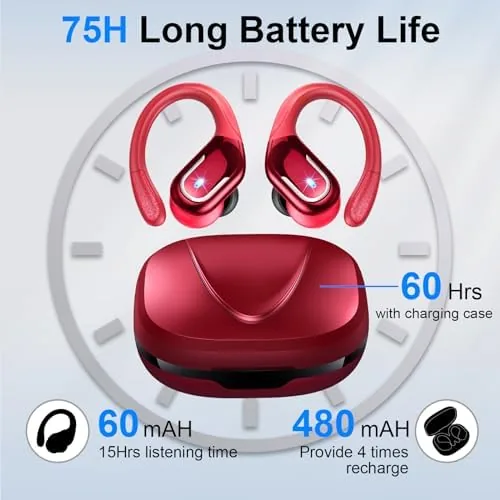 The Wireless Earbud, 75Hrs Bluetooth 5.4 Headphones IP7 Waterproof for Sport in real use