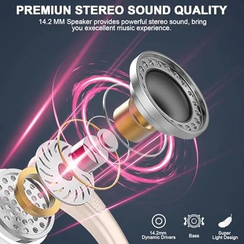 Close look at the Wireless Earbud, 75H Bluetooth 5.4 Headphones Sport IP7 Waterproof, Running build quality