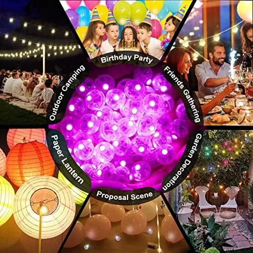 Another view of the 50pcs Pink LED Balloon Light, Mini Tiny Light Round Led