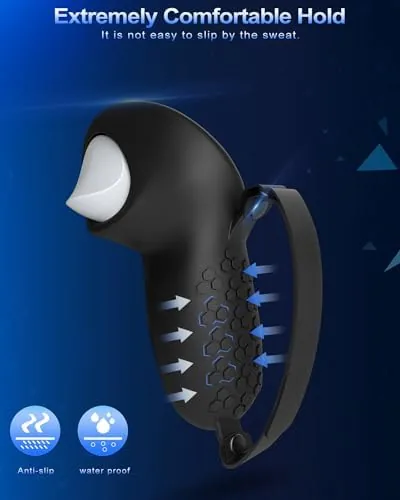 A Quest 3S headset on a shelf with both controllers in their AMZDM grips