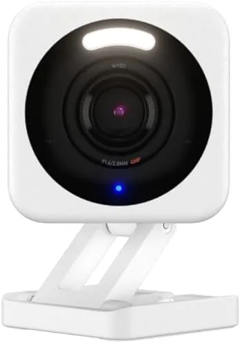 WYZE Cam v4 mounted on a front porch under an eave