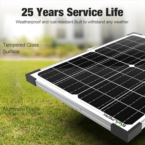 Close look at the 25W 12V Solar Battery Charger, Waterpoof Solar Panel Kit with build quality