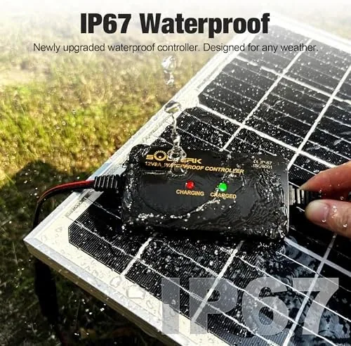 The 25W 12V Solar Battery Charger, Waterpoof Solar Panel Kit with in real use