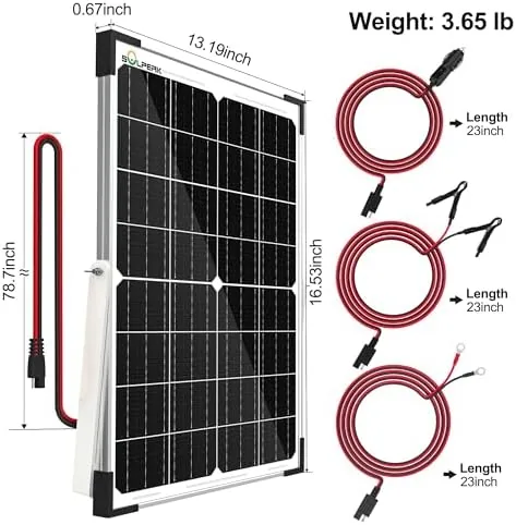 The 25W 12V Solar Battery Charger, Waterpoof Solar Panel Kit with compared in context