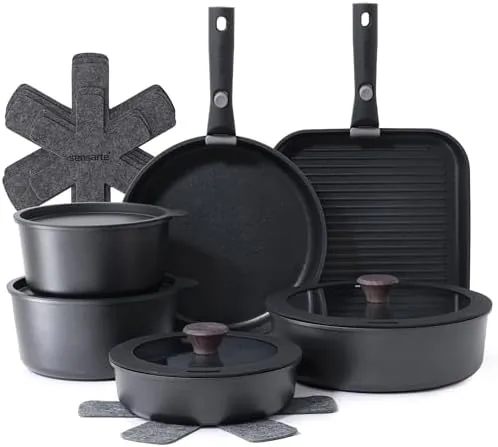 SENSARTE 17 Piece Detachable Handle Cookware Review: Space Saving on Any Stove