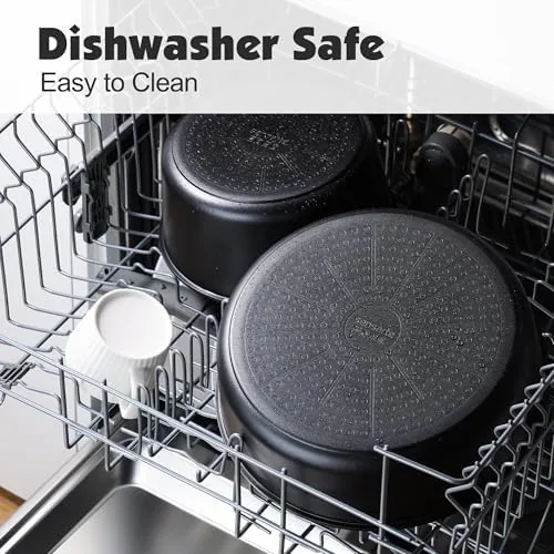 The stacked SENSARTE pots and pans compared with a fixed handle cookware set