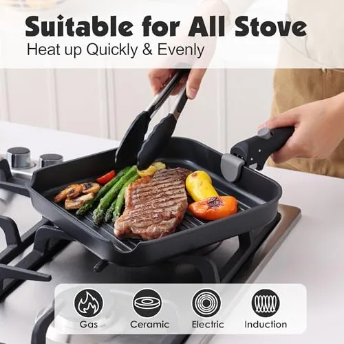The SENSARTE cookware set packed into a compact camper galley cabinet