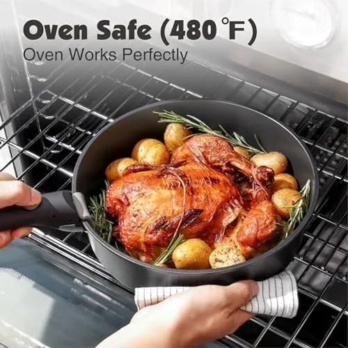 The cookware pieces being washed in a dishwasher rack after the test