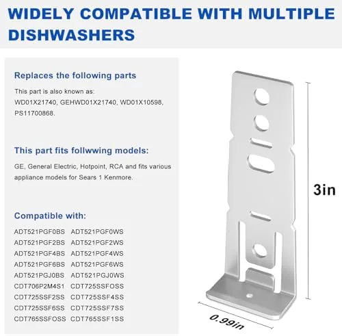 Close look at the Replacement GE Dishwasher Mounting Bracket WD01X21740 for Hotpoint GE Dishwasher build quality