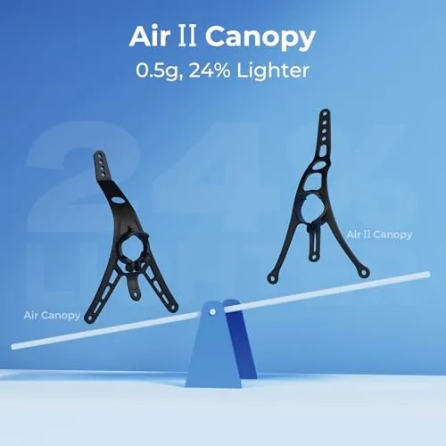 A pilot's field bag with several Air II canopy spares and a whoop drone