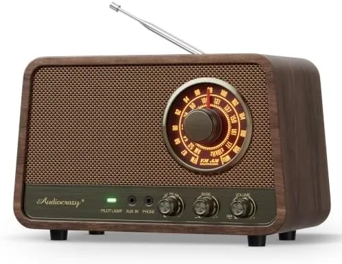Overview of the Vintage Wood AM FM Bluetooth Radio,10W Powerful Sound, Espresso |