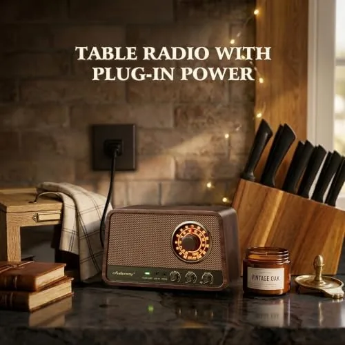 The Vintage Wood AM FM Bluetooth Radio,10W Powerful Sound, Espresso | compared in context