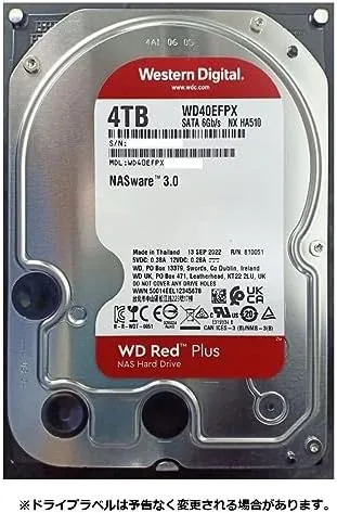 The label of the WD Red Plus 4TB showing its specifications