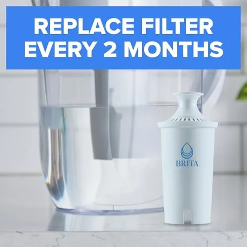 Brita pitcher filling with filtered water from a filter cartridge
